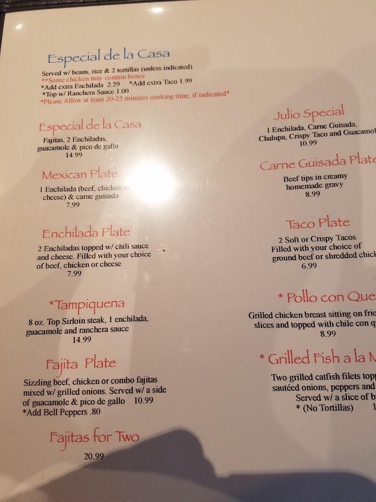 Julio's Grill Menu image 1